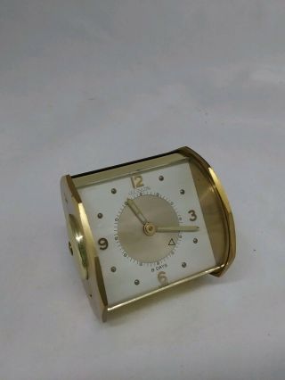 Vintage Jaeger Lecoultre Brass Clock Travel Alarm 8 Day Swiss Does Not Run