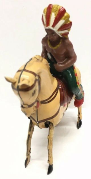 Vintage Germany Drgm Tin Horse Made In Us Zone Litho W/ Indigenous Rider