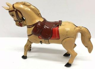 Vintage Germany DRGM Tin Horse Made In US Zone Litho w/ Indigenous Rider 3