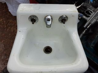 Vintage Cast Iron Bathroom Sink Uniquely Small 12 By 13 Cast Date 10 - 21 - 74