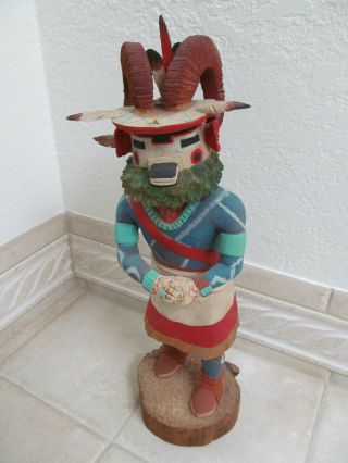 Vintage Hopi Ram Katsina Kachina Doll By Nolan Nasafotie 1996