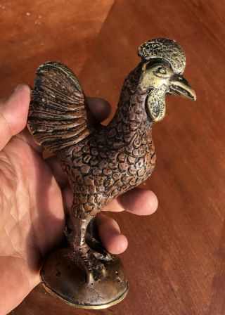 Rooster Chicken Bird Statue Figure 100 Bronze Vintaged Patina