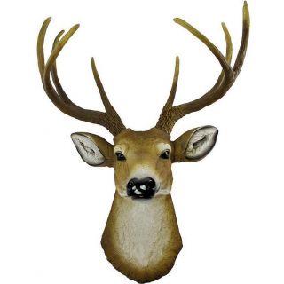 Antler 8 Point Buck Deer Head Bust Wall Hanging Figurine Home Decor Plaque 14 " L