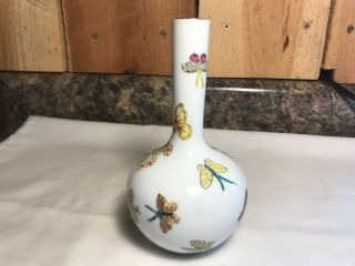 Vintage Porcelain Bud Vase Hand Painted In Hong Kong For Maas Brothers
