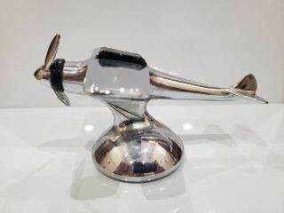 Vintage Chrome Hamilton Airplane Table Lighter / Silver Tone 1838.  40