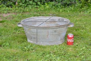 Old Galvanized Washing Bowl Bath Tub - 51 Cm - Postage