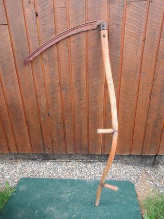 Vintage Antique 56 " Long Scythe Hay Grain Sickle Farm Tool Blade Is 25 " Long