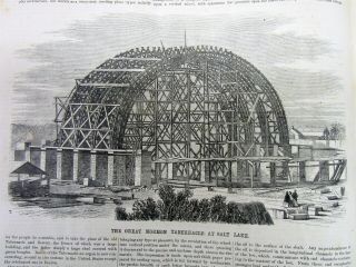 1867 Newspaper With Illustration Of The Mormon Tabernacle @ Salt Lake City Utah