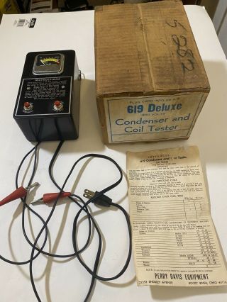 Vintage Modei 619 Deluxe Ignition Condenser And Coil Tester Perry Davis -