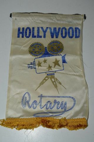 Vintage Mid Century Hollywood Ca Rotary International Club Banner Flag Rare