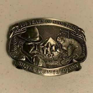 Bsa 100 Years Of Scouting,  Silver Beaver Belt Buckle Boy Scout