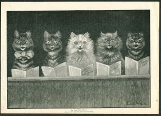 1896 Antique Print Of Cats By Louis Wain