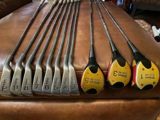 Vintage Wilson 1200 Gear Effect Golf Set (3,  4,  5,  6,  7,  8,  9,  P Irons) & (1,  3,  5 Woods)