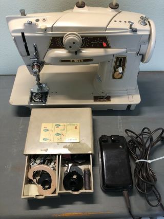 Vintage Singer Sewing Machine With Foot Pedal And Accessories (no Slide Plate)