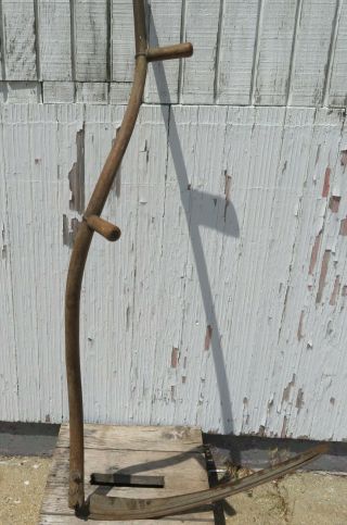 Antique 59 " Long Scythe Hay Grain Sickle Farm Tool Blade Is 29 " Long