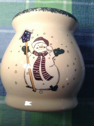Home & Garden Party - - Snowman - 2002 Candle Warmer for Wax - Tart Burner - Stoneware 2