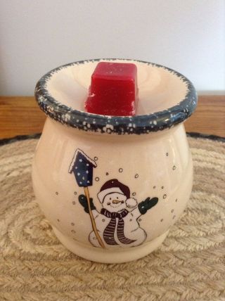 Home & Garden Party - - Snowman - 2002 Candle Warmer for Wax - Tart Burner - Stoneware 3