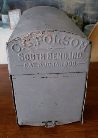 Antique Vintage Mailbox C1900 C.  G.  Folsom Us Mail South Bend Indiana Postal