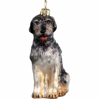Irish Wolfhound Sitting Dog Blown Glass Polish Christmas Ornament