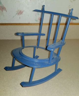 Cute Blue Metal Rocking Chair Plant Planter Vase Bowl Holder