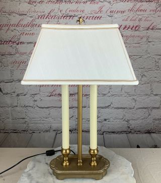 Vintage Robert Abbey - Polished Brass Double Candlestick Bouillotte Table Lamp.