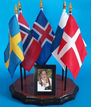 Scandinavia Countries Desktop Mantle Flag Display Set Denmark Norway Sweden Etc