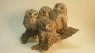 Vintage Ceramic Porcelain Four Owls Figurine Japan Enesco 12749 Collectible