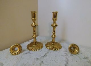 Vtg Virginia Metal Crafters Pair Brass Candle Holders Cw16 - 10 4 Williamsburg Va