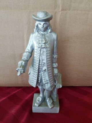 Vintage William Penn Cast Metal Statue.  8.  5 Inches Tall.