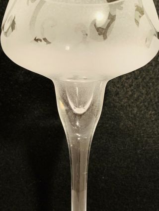 Frosted Etched Glass Stemmed Votive Tea Light Candle Holder 2