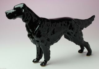 Flat - Coated Retriever Black Standing Dog Ceramic Porcelain Figurine Japan