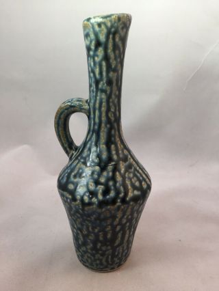 Norleans Small Bud Vase With Handle - 7 Inches Tall - Blue/green Drip Glaze - Japan