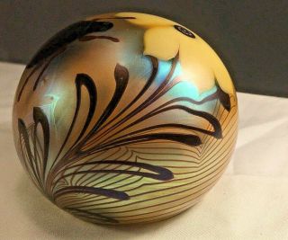 Vintage 1976 Orient And Flume Iridescent White Flower Beetle Paperweight Signed