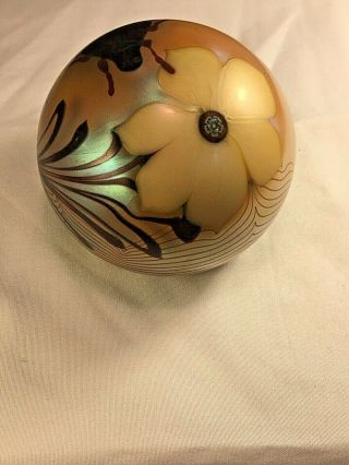 Vintage 1976 Orient And Flume Iridescent White Flower Beetle Paperweight Signed 3
