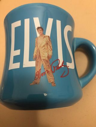 The King Of Rock N Roll " Elvis Presley " Signature Product Blue Coffee Mug 2006
