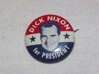 Vintage 1960 - 70s Dick Richard Nixon For President Campaign Button