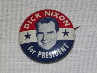 VINTAGE 1960 - 70S DICK RICHARD NIXON FOR PRESIDENT CAMPAIGN BUTTON 2