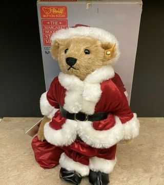 Vintage Steiff Santa Teddy Bear W/ Sack Jointed Mohair 15 " Us 0155/38 Ear Tag