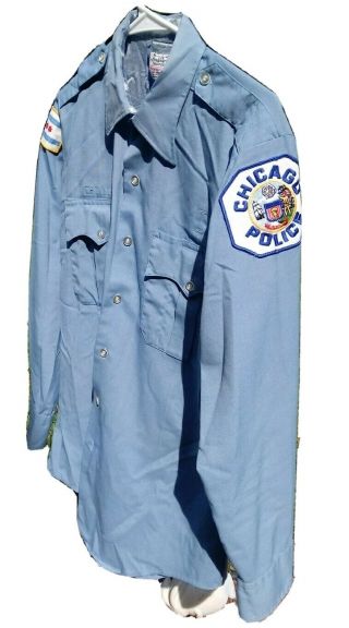 Vintage 1970 Chicago Illinois Police Uniform Shirt 15.  5 X 33