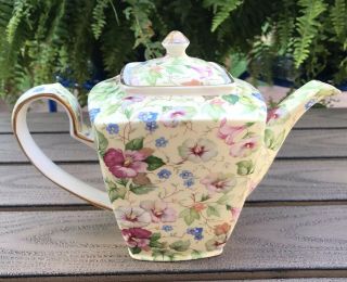 Rare Vintage Arthur Wood England Chintz Floral Fine China Teapot Tea Pot