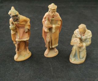 Vintage Anri Kuolt 3 " Nativity Set Handcarved Wood 3 Wise Men Magi King Figures
