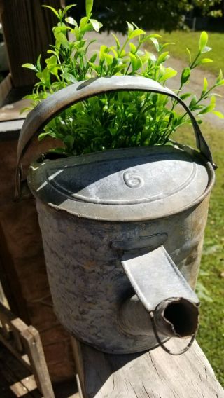 Rare Vintage No.  6 Galvanized Metal Watering Can