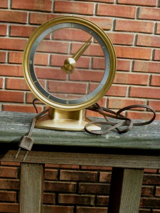 Vtg 7 1/4 " Jefferson " Golden Minute " Clock - Mid - Century Modern Design - Rare Model