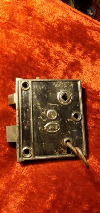 Vintage Corbin Door Lock,  Rare,  With Skeleton Key,  Horizontal Rim.
