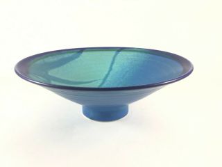 Vintage Japanese Style Studio Pottery Bowl Blue Glaze Mark Bisque Simon Pearce ?