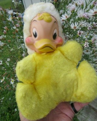 Vintage Rubber Face Plush Happy Yellow Duck Bear Rare Windup My Toy Gund Rushton