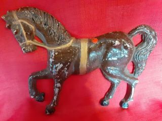Stunning Antique/vintage Cast Metal Painted Horse Sign,  From An Old Pub