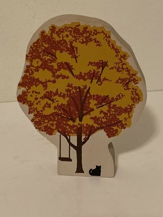 The Cats Meow Village Accessory Orange Maple Tree With Swing Fall