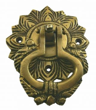 Flower Design Antique Vintage Finish Handmade Solid Brass Door Bell & Knocker N5