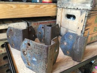 Antique Factory Railroad Cart Corner Bracket Set Vintage Stake Handle Pocket